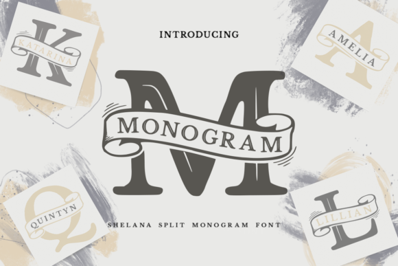 Shelana Split Monogram Font for Vintage Branding